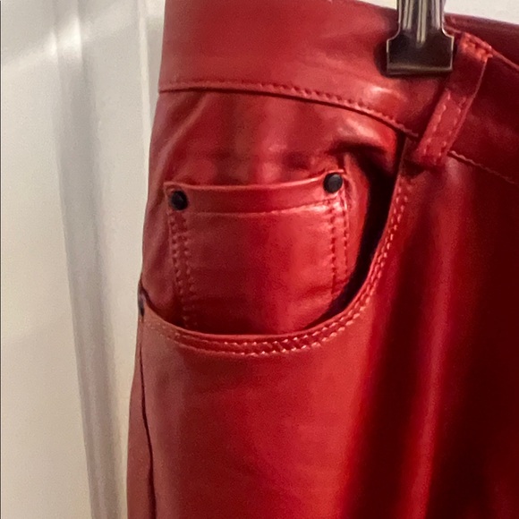 Ron Tomson Fiery Red Leather Trousers - Picture 3 of 11